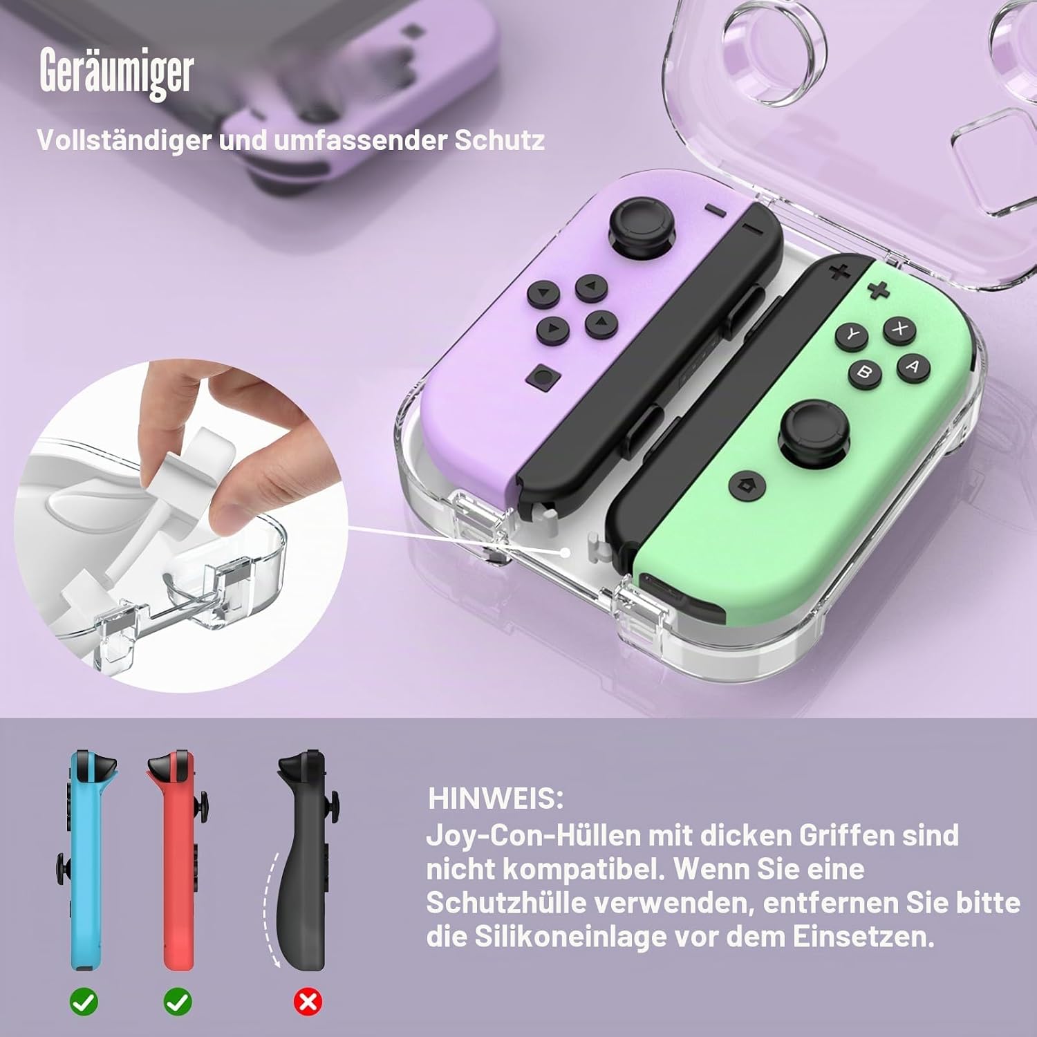 Detalle de FINTIE Storage Case für Joy-Con – portable, staubdichte Schutzhülle mit transparentem PC-Deckel und Magnetverschluss
