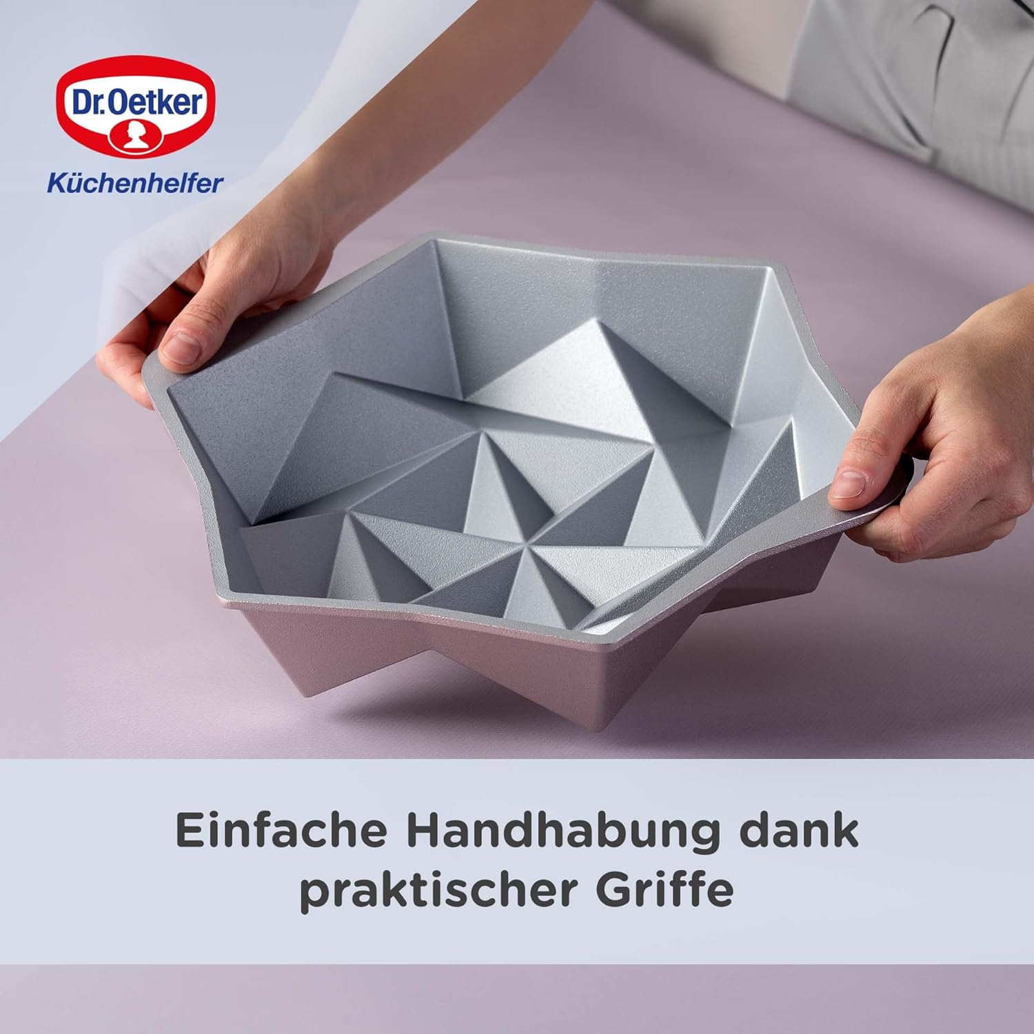 Detalle de Dr. Oetker Creative Rundform Origami – Ø28 x 7 cm, rose-gold, PFAS-freie Antihaftbeschichtung