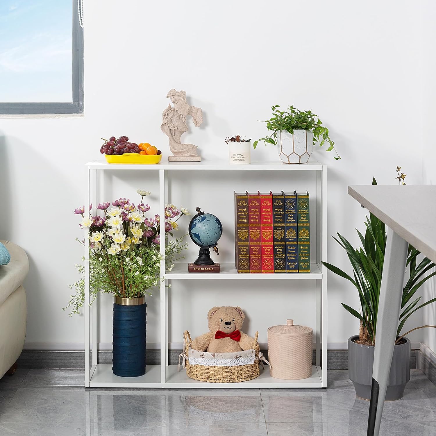 Thumbnail 4 de HDANI Tavolo Consolle Ingresso – 80×25×75 cm, Telaio in Acciaio Bianco
