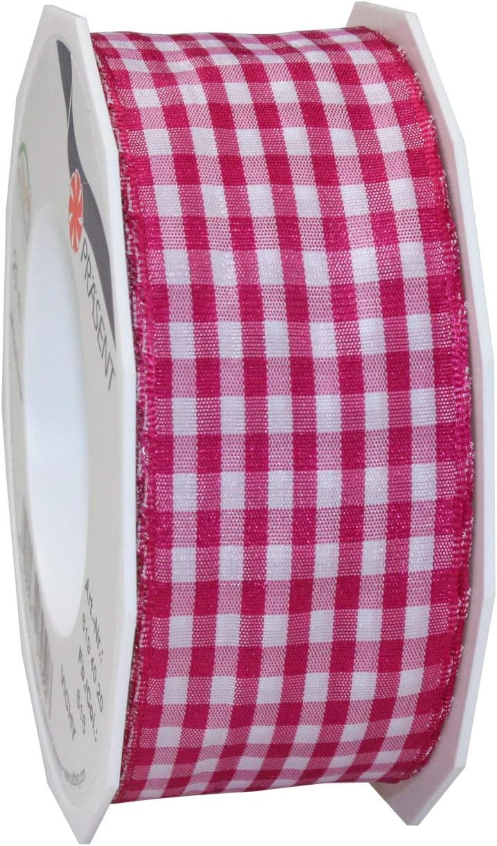 Thumbnail 6 de PRÄSENT Vichy Geschenkband rot/weiß – 40 mm, 20 m, kariertes Deko-Band aus Deutschland