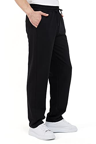 Detalle 2 de COMEOR Jogginghose Herren – Baumwolle Sweathose, lange Sporthose, lockerer Komfort in Schwarz (Größe M)