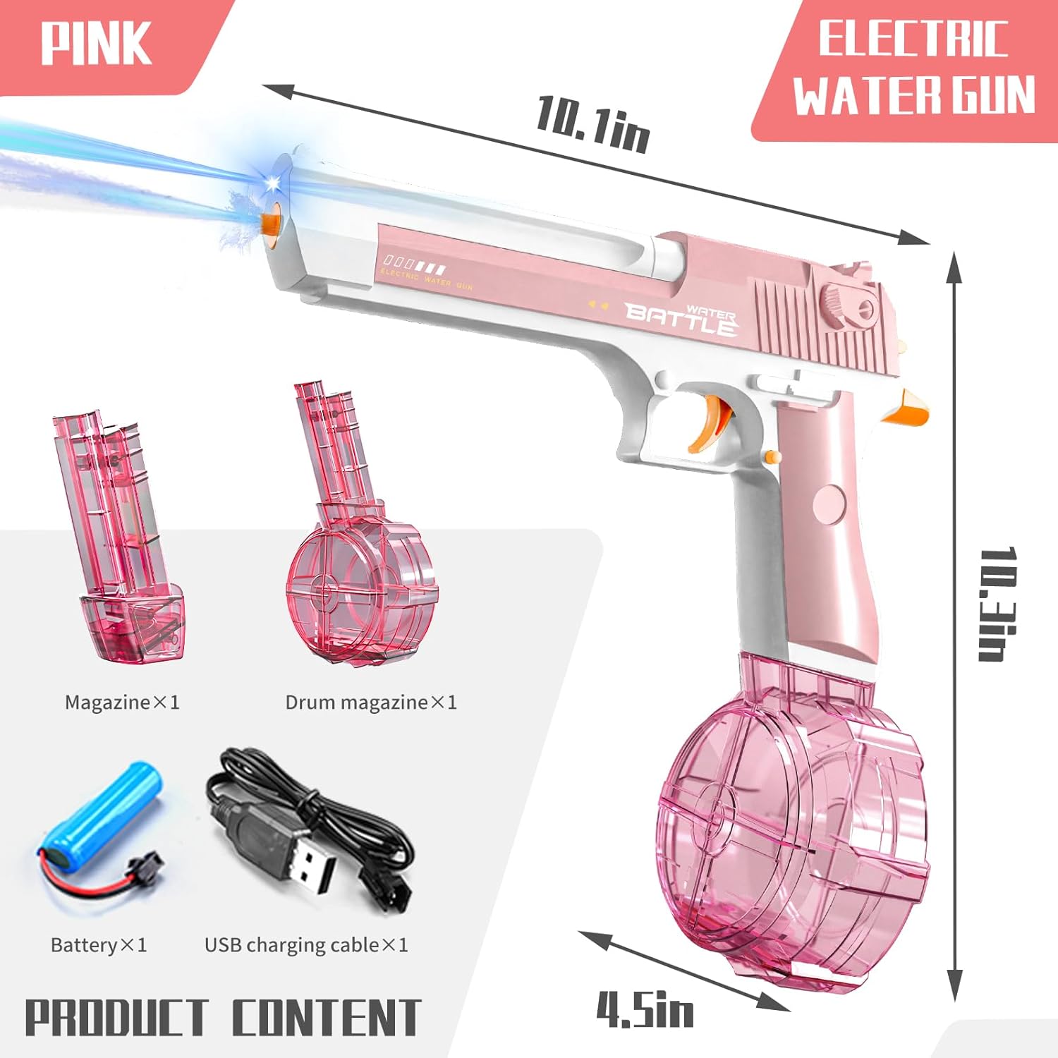 Thumbnail 2 de 2 Pack Electric Water Pistol Guns for Adults & Kids – Automatic Squirt Guns, Long Range 30 ft, 450CC + 60CC