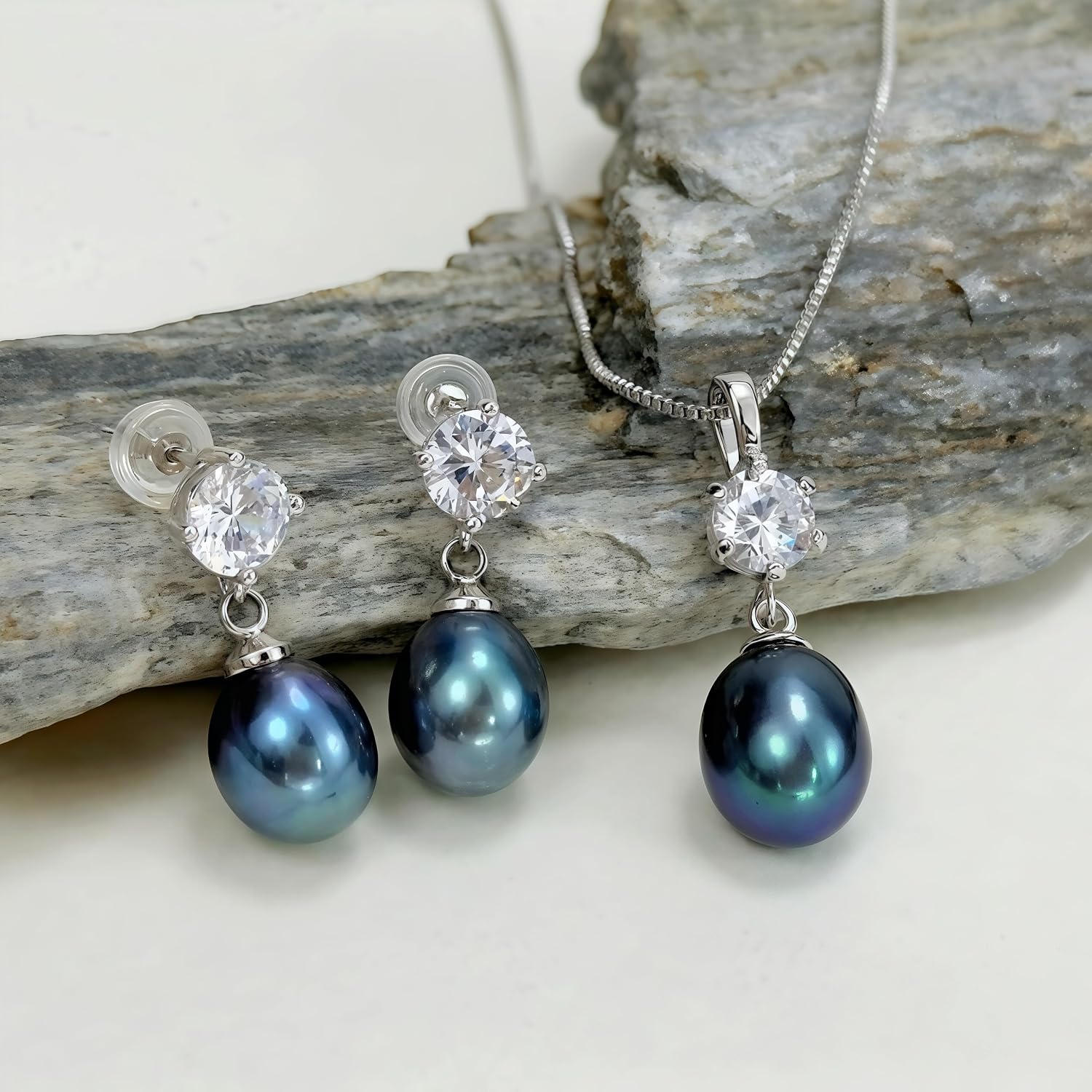 Thumbnail 6 de COYATE Pearl Necklace and Earrings Set with 925 Sterling Silver Clasps