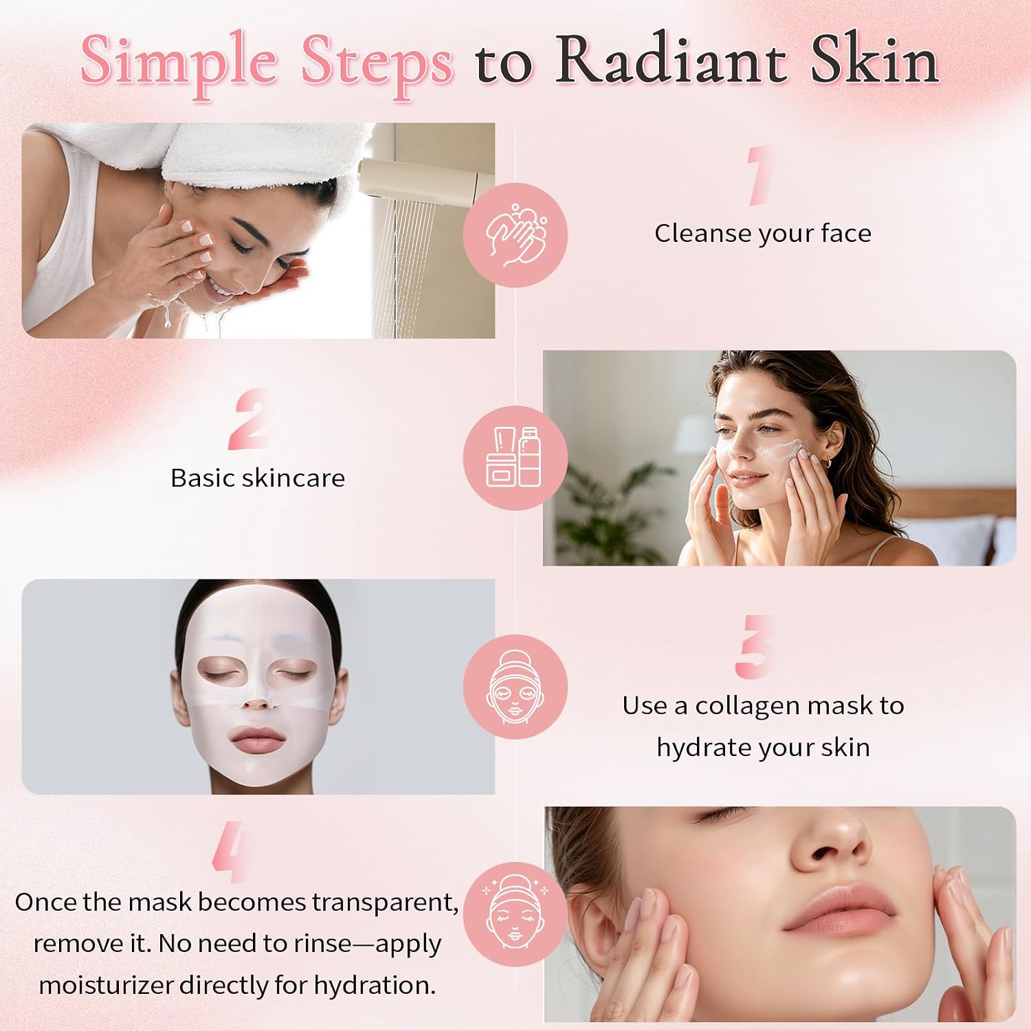 Detalle de Maschera Collagene Viso – 5 Pezzi di Maschera Bio Collagen per Idratazione Profonda e Elasticità
