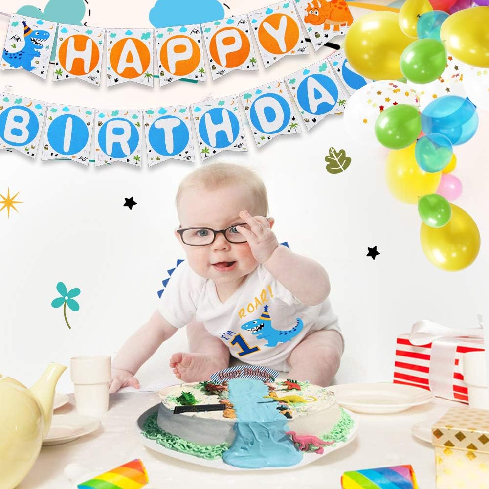 Thumbnail 1 de AMZTM Dinosaur Birthday T-Shirt for Baby Boys – Dino fan party outfit with embroidered “1” patch