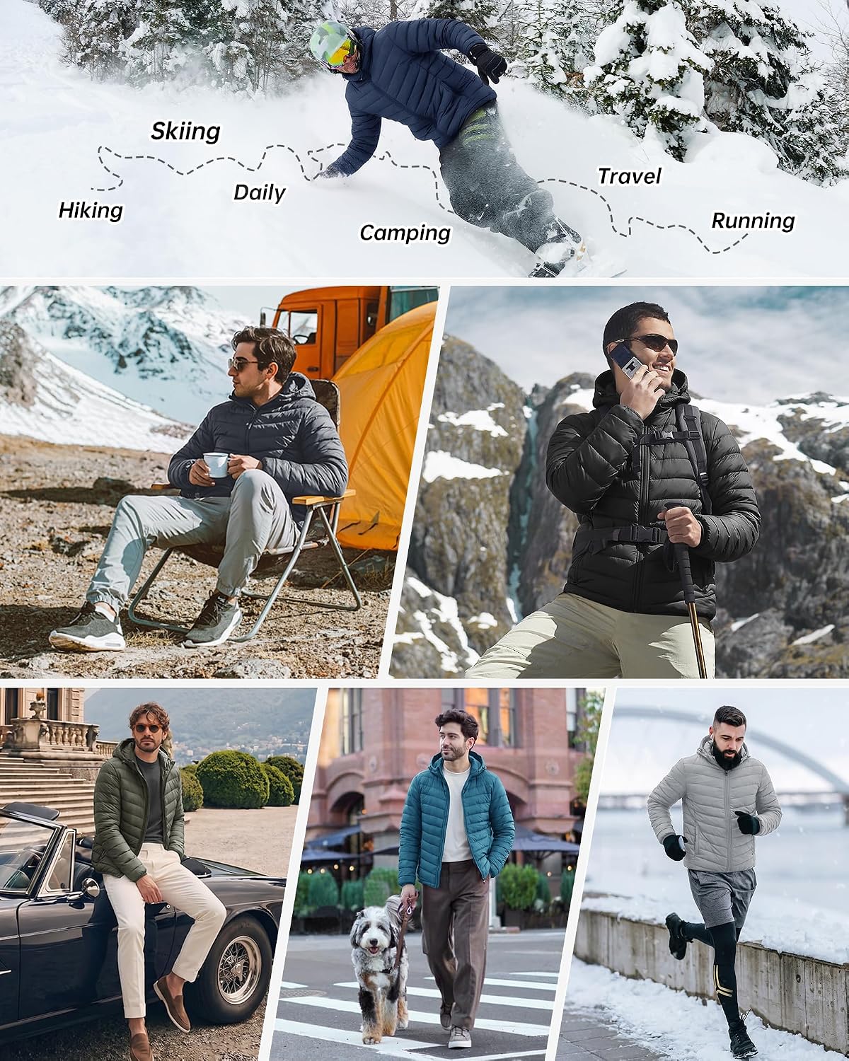 Detalle 2 de 33,000ft Men's Lightweight Packable Insulated Puffer Jacket with Hood