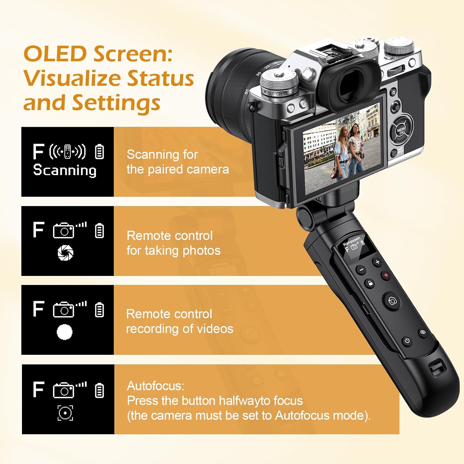 Thumbnail 2 de Hanpusen Wireless Shooting Grip with Shutter Remote for Fujifilm – Mini Tripod for X100 VI, X-T30 II, X-S20 and more
