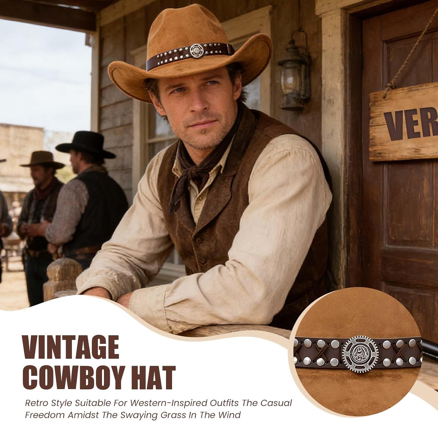Detalle 2 de Wovella Cowboy Hat Wide Brim 3in