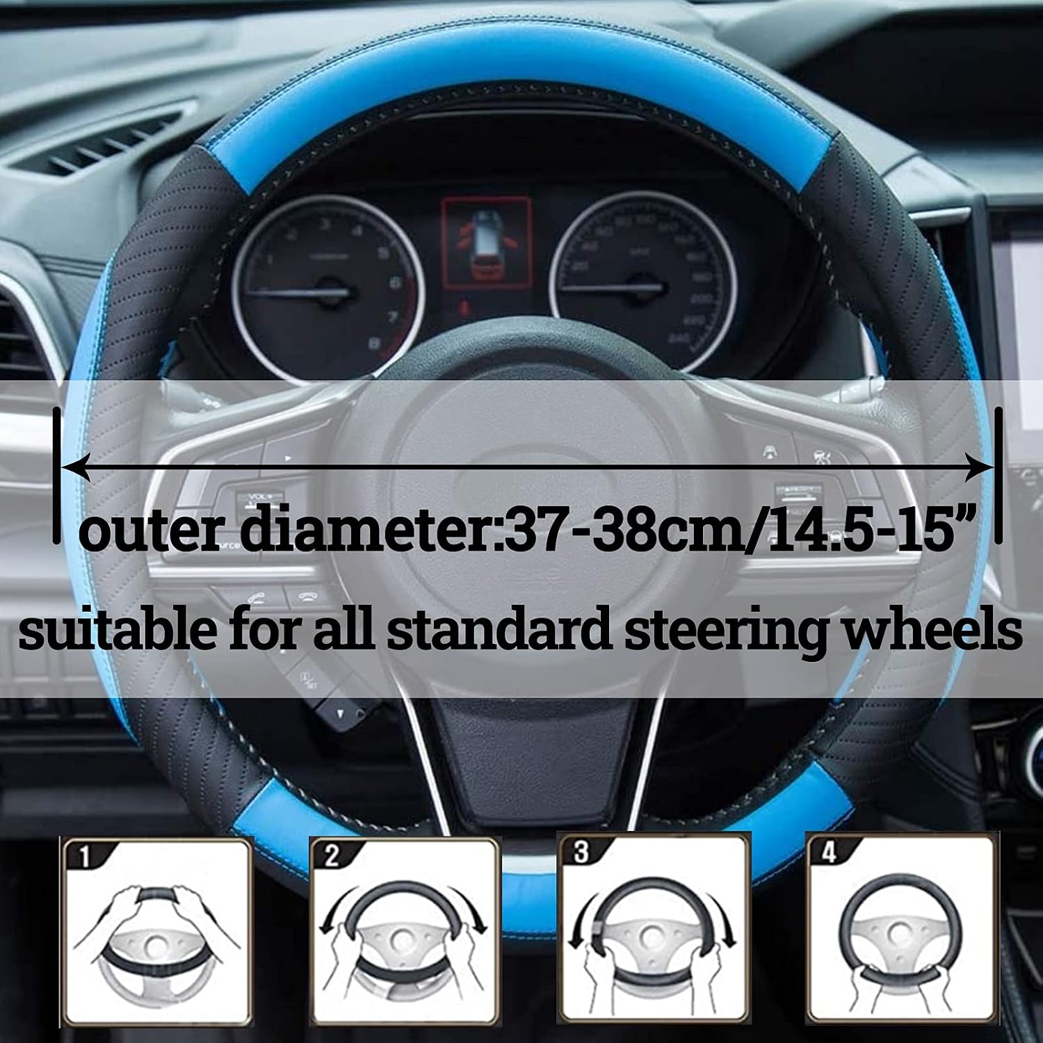 Detalle de ZATOOTO Lenkradbezug Leder 37–38 cm blau – rutschfest, universal