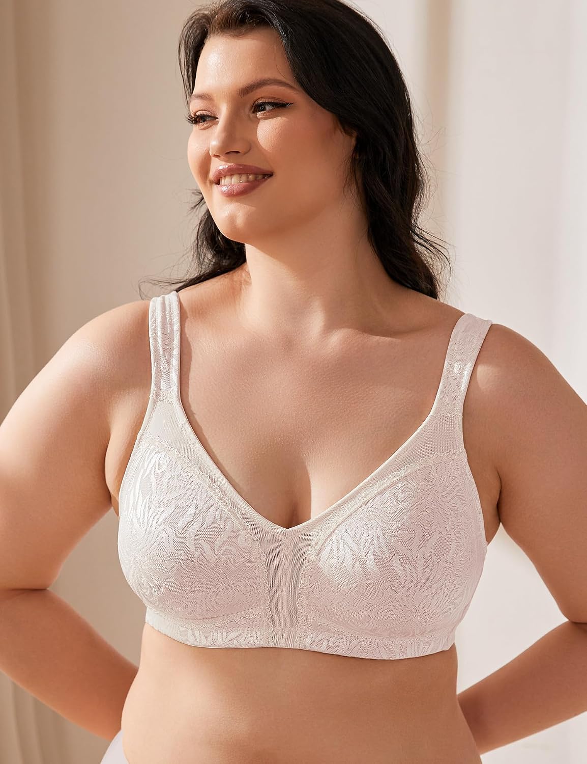 Detalle de WingsLove Women's Full-Coverage Minimizer Bra, Non-Padded and Wire-Free