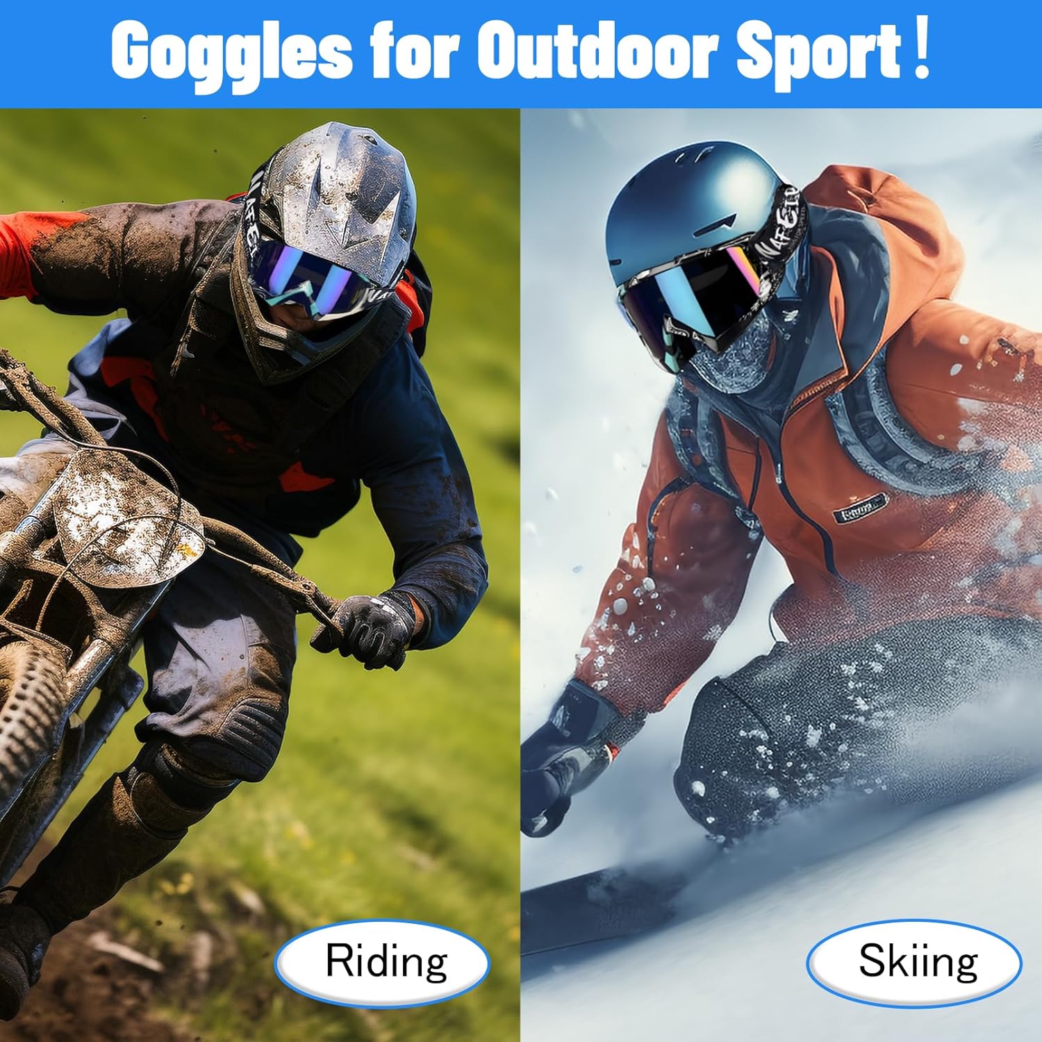 Thumbnail 1 de 4-FQ Motocross Brille (Graffiti Grün) – Anti-Fog UV-Schutz, schlagfest & verstellbar