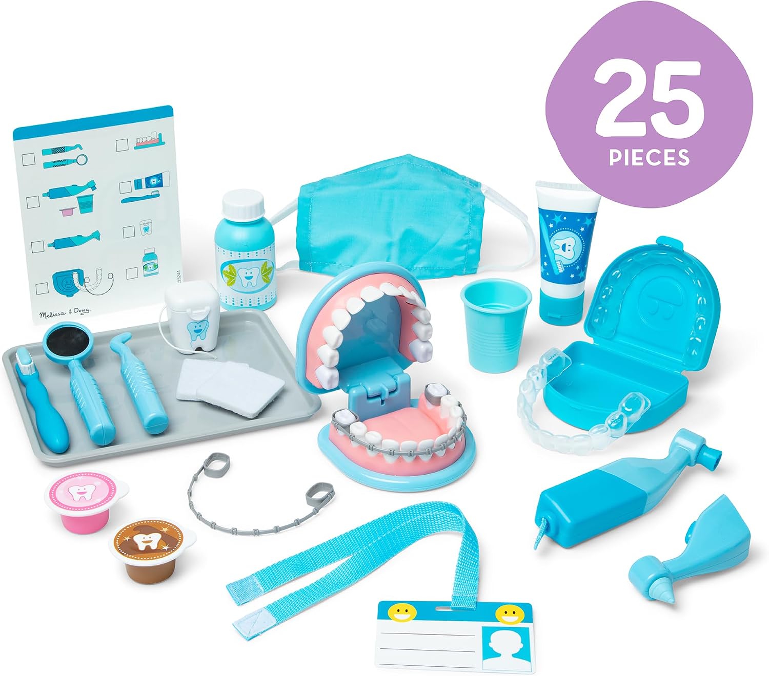 Detalle 2 de Melissa & Doug 8611 Super Smile Dentist Play Set 歯科医ごっこセット、25ピース・着脱式の歯付き