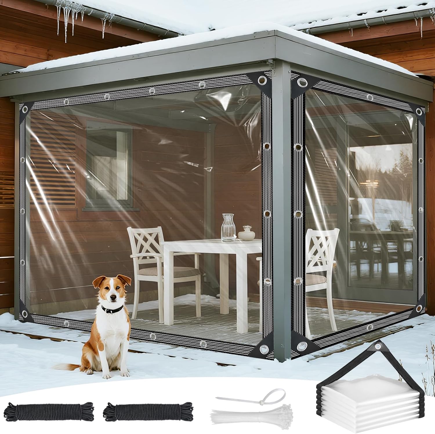 Detalle de Lona impermeable transparente 1x2m con ojales