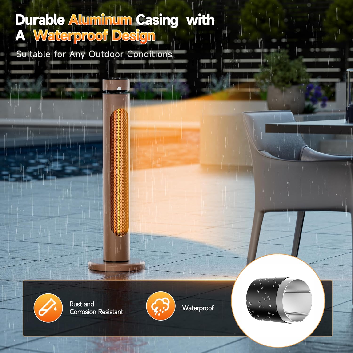 Thumbnail 1 de Portable Infrared Patio Heater 1500W with 8 Levels
