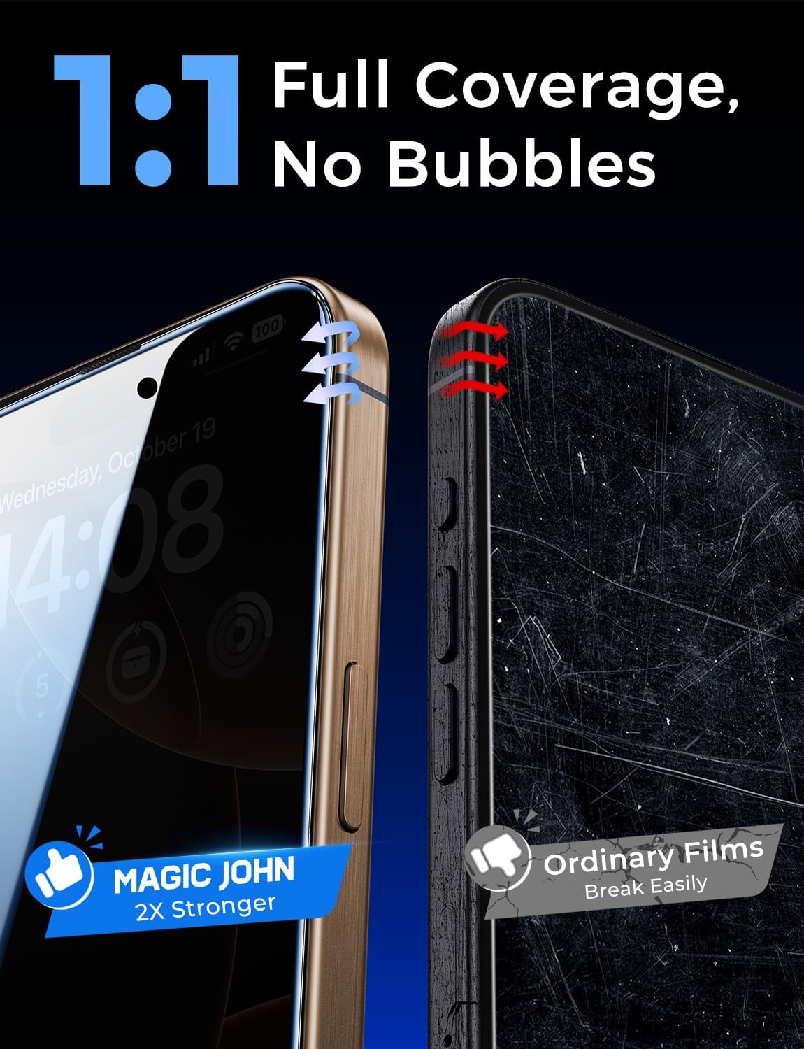 Thumbnail 6 de MAGIC JOHN iPhone 16 Pro 6.3" Privacy Glass protector