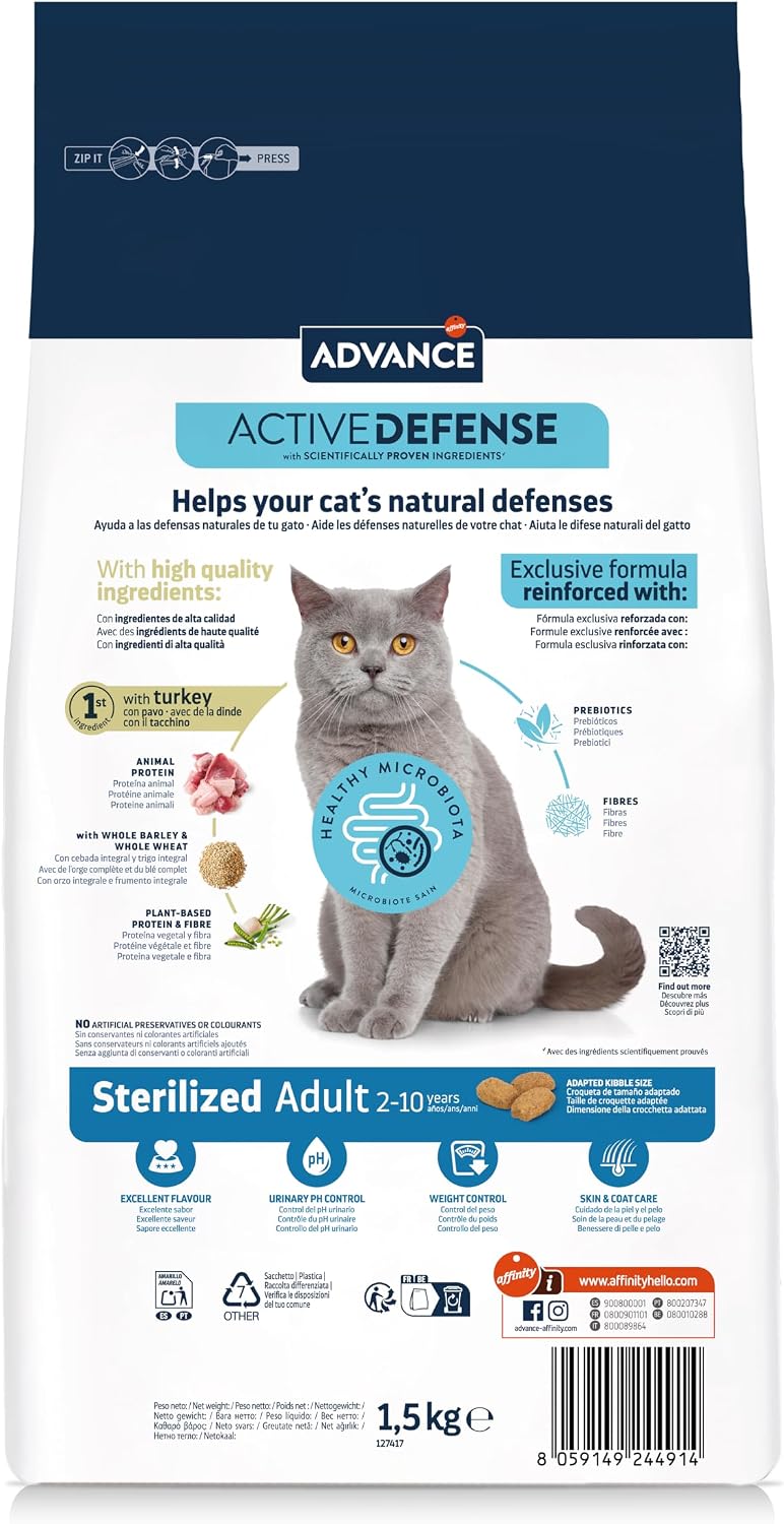 Thumbnail 3 de Advance Sterilized Cat droogvoer 6 kg met kalkoen en omega 3 en 6