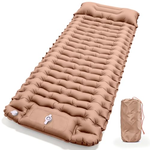 Detalle de Purecas Isomatte Camping mit Fußpumpe – Ultraleichte Luftmatratze mit Kissen