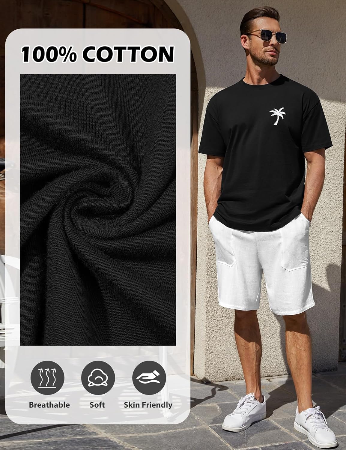 Thumbnail 2 de CMTOP Maglietta Oversize con Stampa Palma — Cotone 100%, Maniche Corte, Collo Rotondo, Taglie S–XXL