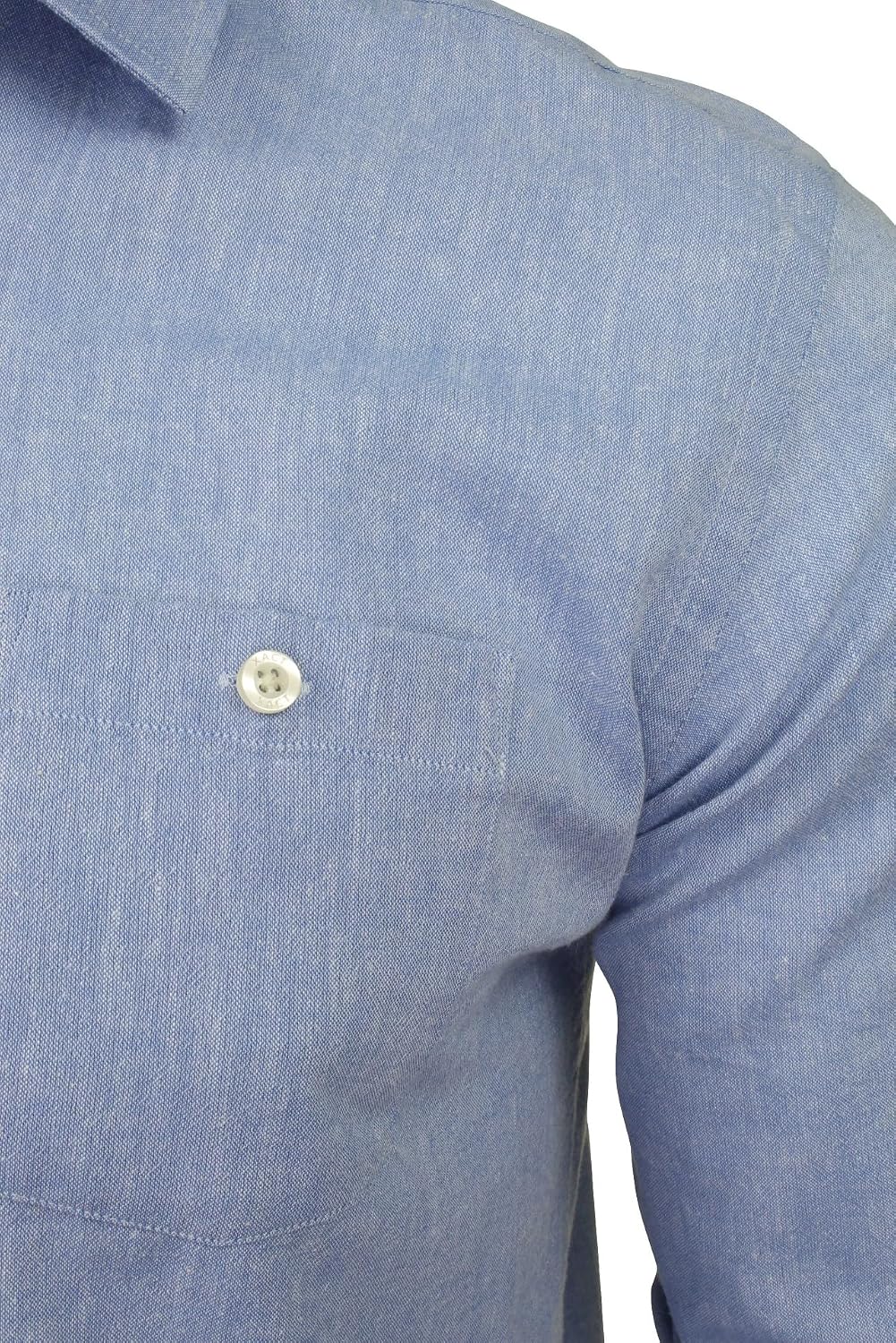 Thumbnail 1 de Xact Men’s Long Sleeve Linen Cotton Shirt (Regular Fit) – Point Collar, Chest Pocket, Breathable Summer Smart Casual
