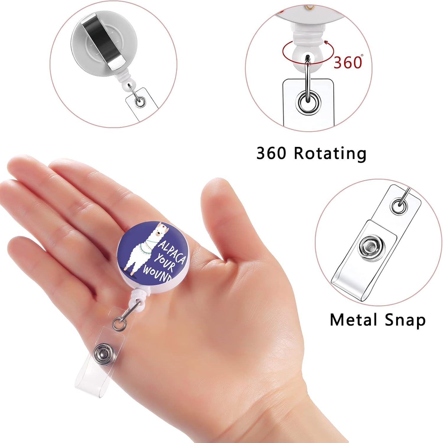 Detalle de TAMHOO 15-Piece Retractable Badge Reel Set for Nurses and ID Badges