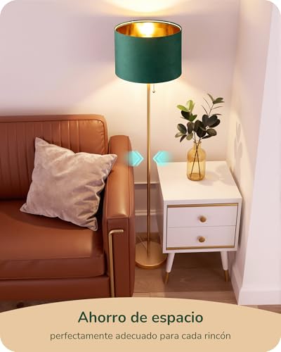 Thumbnail 3 de EDISHINE Lámpara de Pie Salón – Pantalla de Terciopelo Verde y Base Dorada
