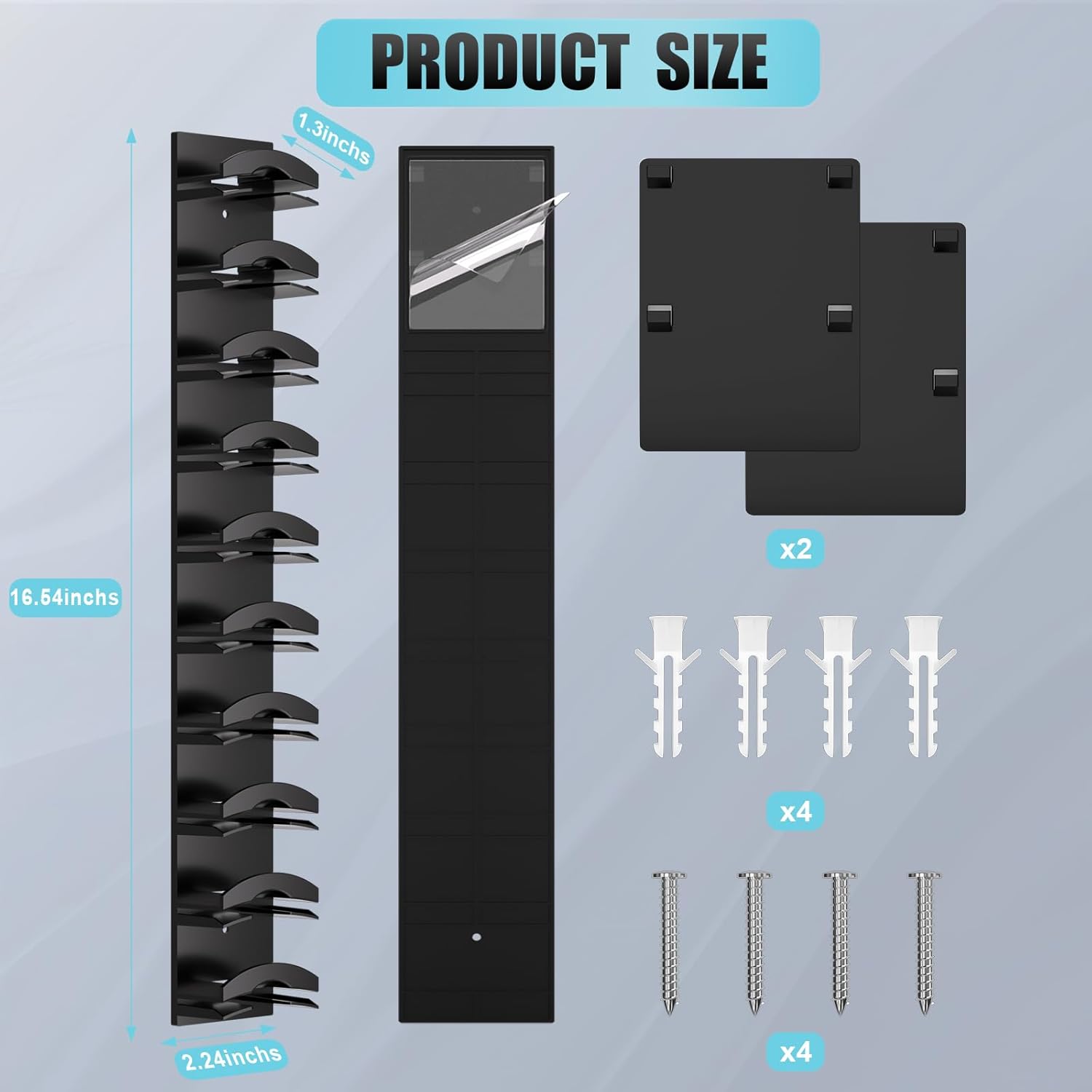 Thumbnail 6 de Hat Organizer for Baseball Caps 2-Pack (Wall/Behind-Door, Strong Adhesive, Black)