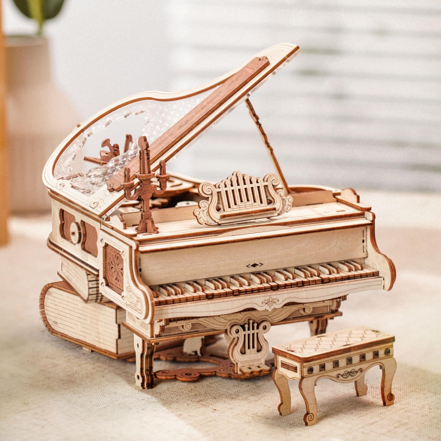 Thumbnail 3 de ROBOTIME Pianoforte Magico 3D in legno con scatola musicale e ingranaggi