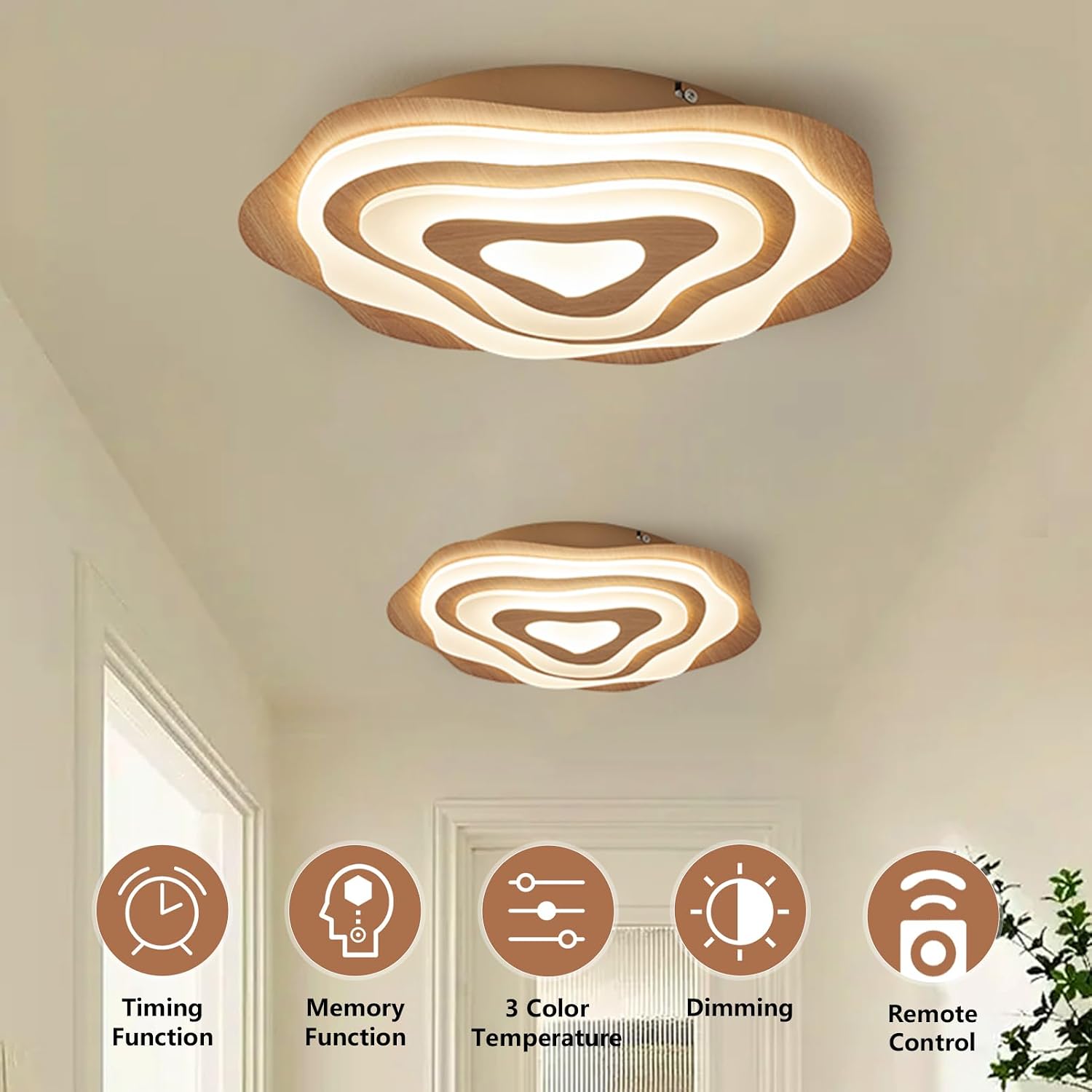 Thumbnail 6 de SUCIKORIO Marron 48W Dimmable LED Ceiling Light, 50 cm, Remote & App