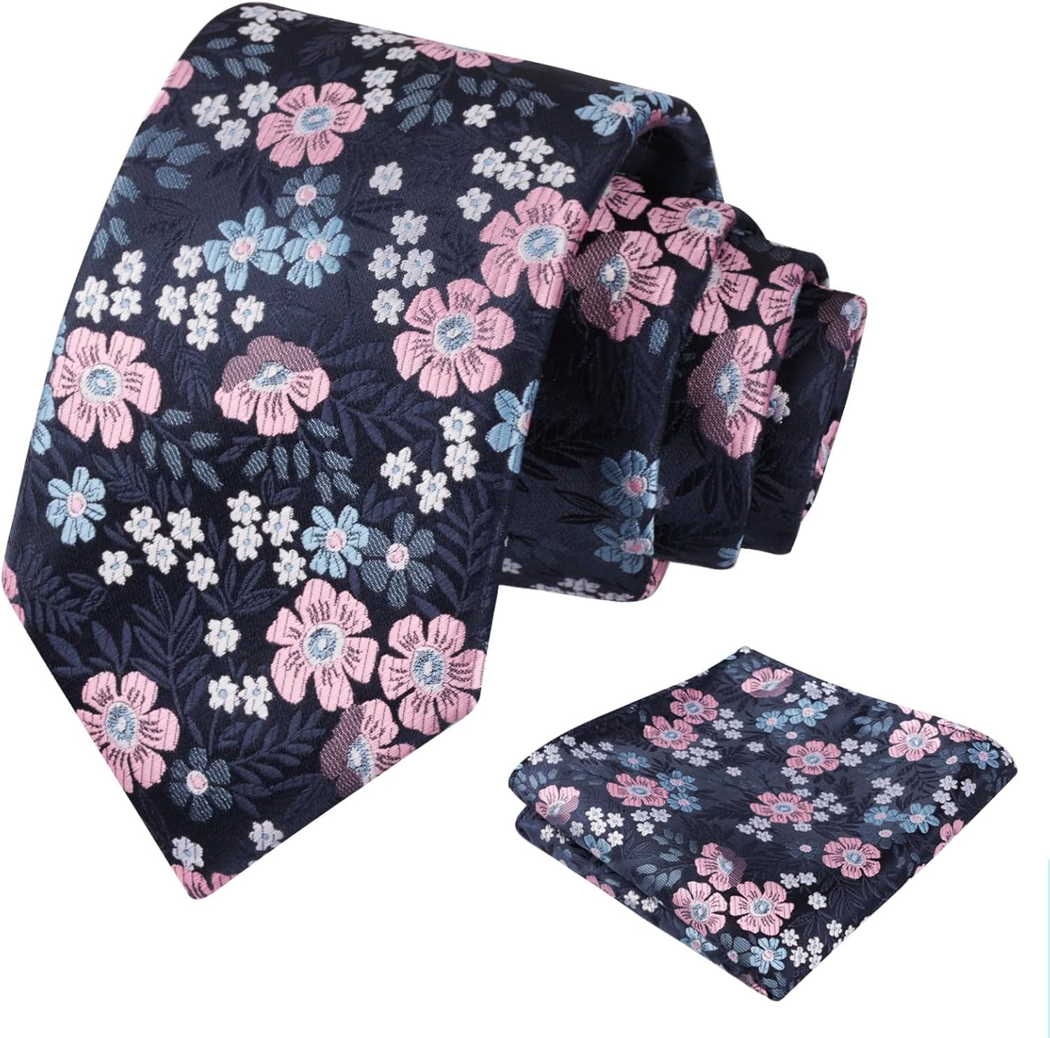 Thumbnail 5 de Alizeal Floral 8cm Tie with Pocket Square Set – 100% Polyester, 8x150cm Tie and 24x24cm Square