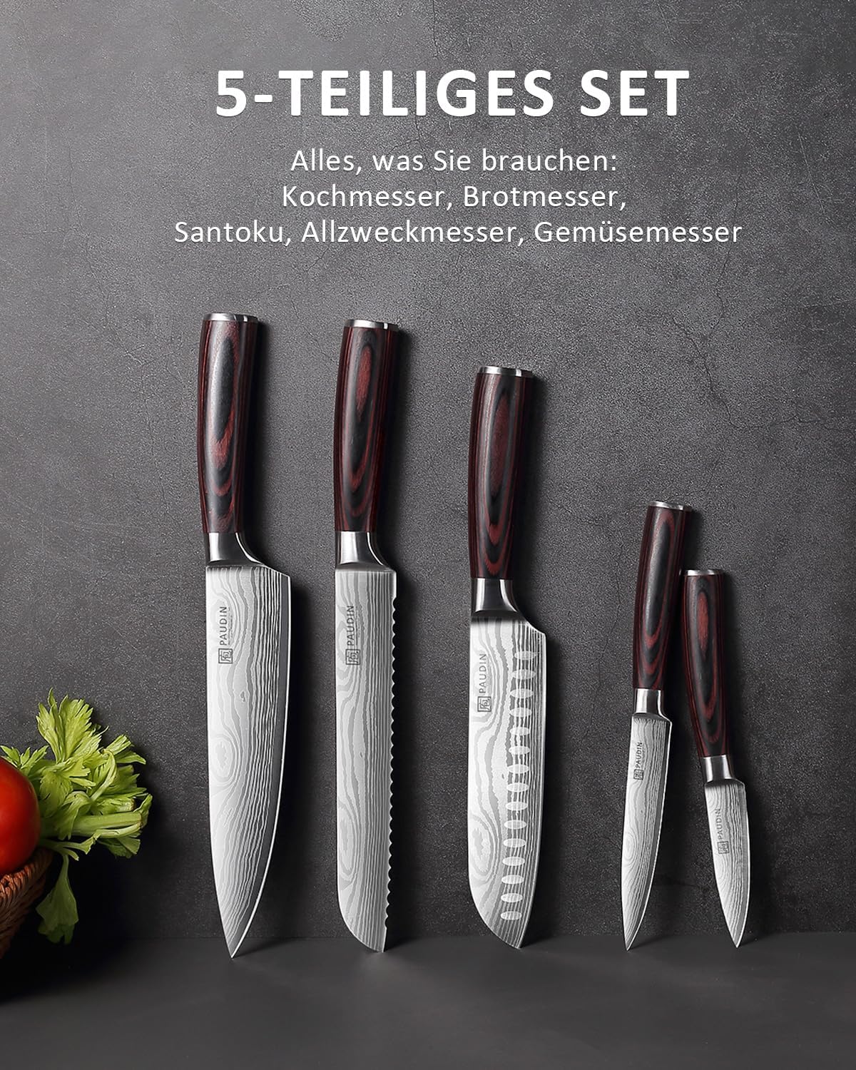Thumbnail 2 de PAUDIN Küchenmesser Set 5-teilig Carbon Edelstahl