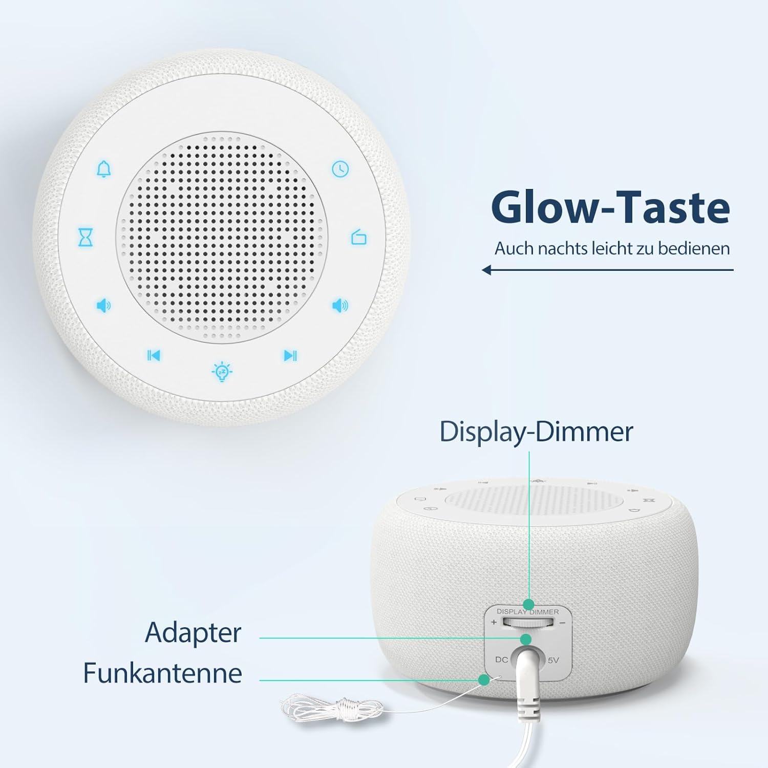 Thumbnail 6 de BUFFBEE Radio-réveil pour la chambre (blanc) : radio FM, veilleuse 7 couleurs et affichage dimmable