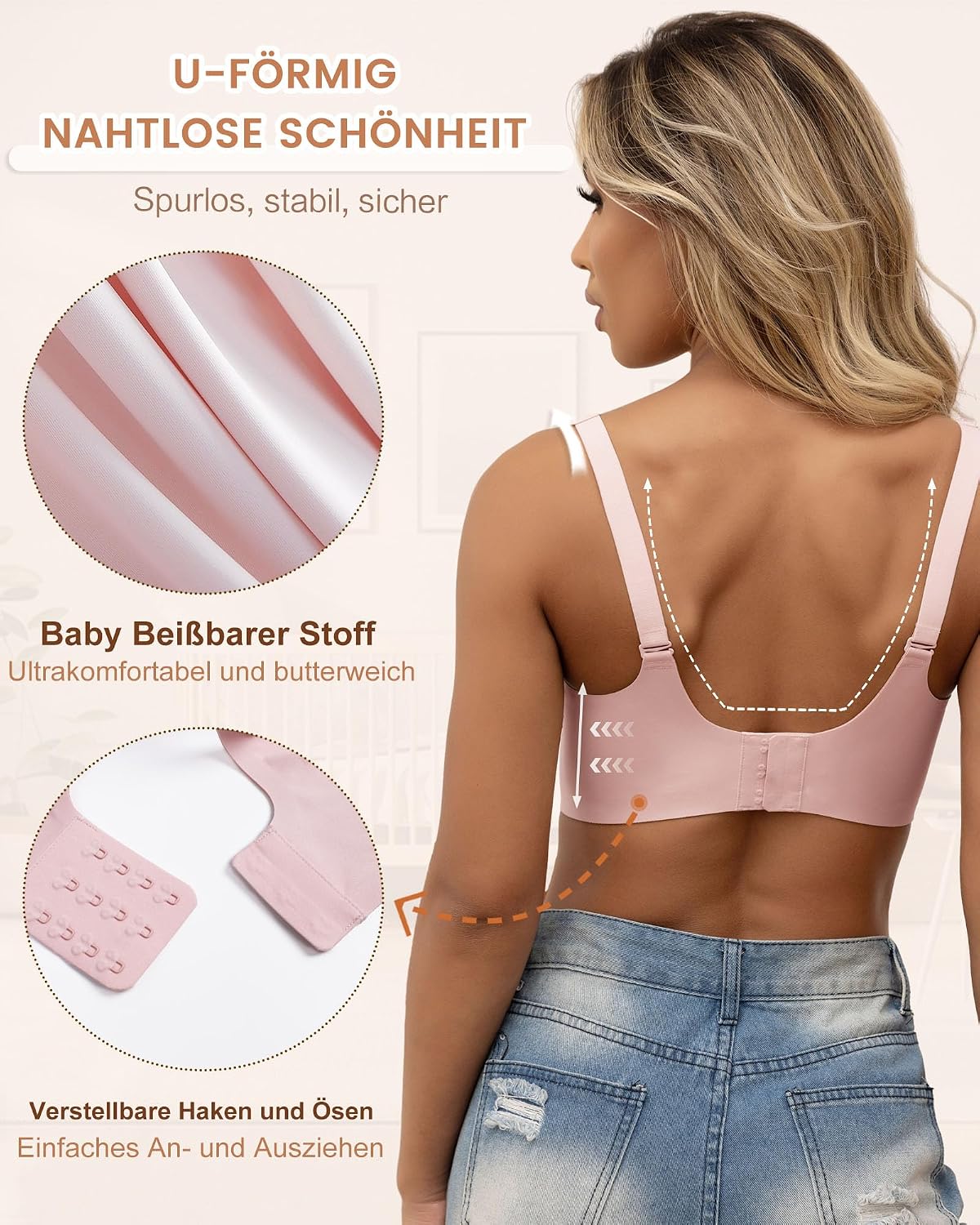Detalle de As Fairy Still-BH Stillen, kabellos & nahtlos – Schwangerschafts-Schlaf-Bralette mit Jelly-Strip