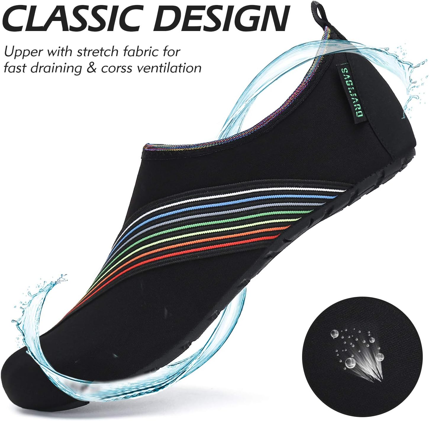 Detalle de SAGUARO Unisex Schwimmschuhe – schnelle Trocknung, rutschfeste Sohle, für Wasser- und Outdoor-Aktivitäten
