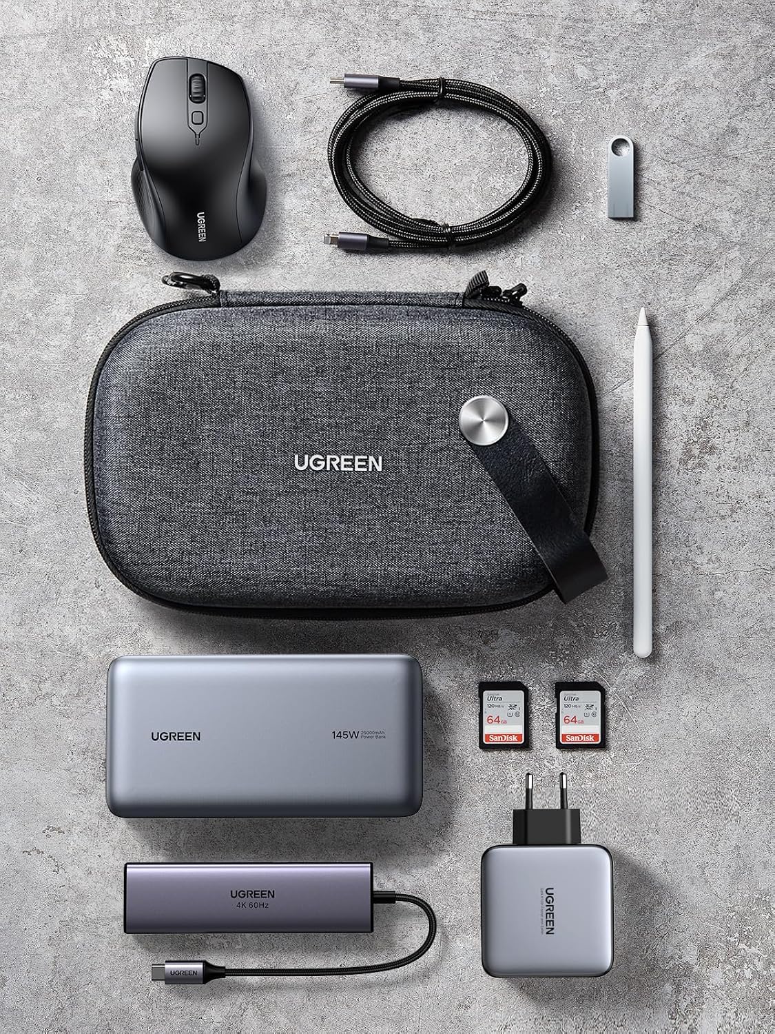 Detalle de UGREEN Sac Rangement Accessoires Électroniques – Organisateur de Voyage Étanche et Antichoc