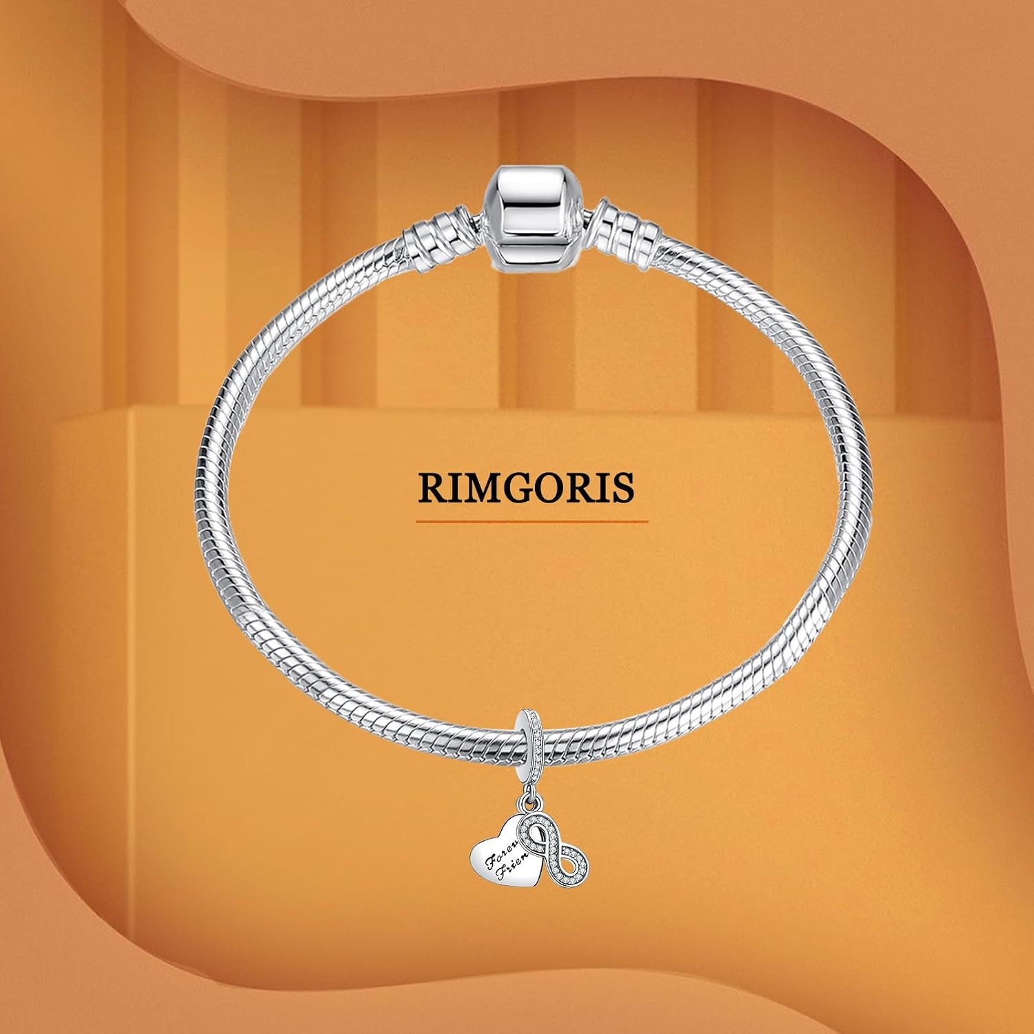 Detalle de Rimgoris charm in argento 925 con dettagli cuore e rubino, per bracciali e collane