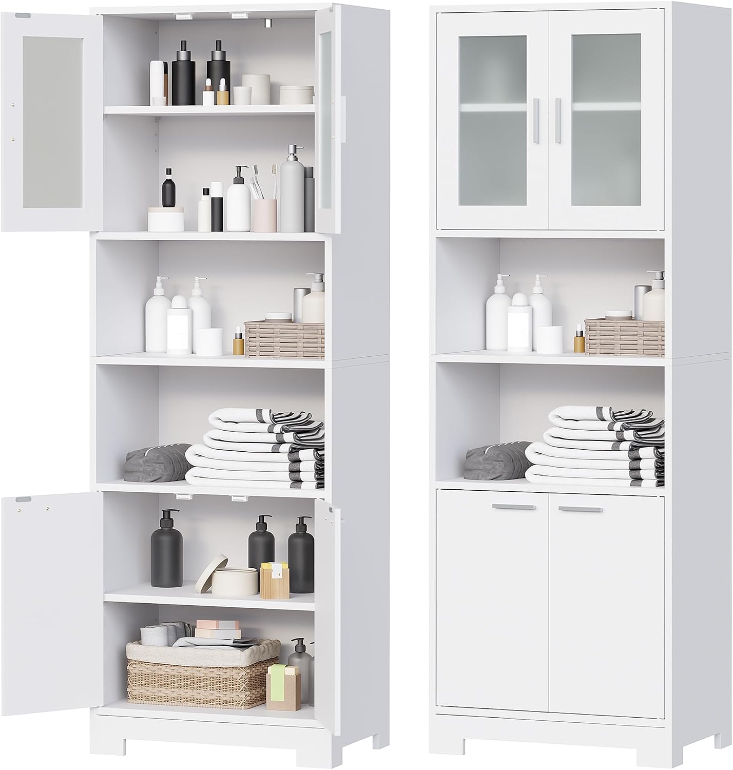 Detalle de BEWISHOME Armario Alto de Baño 40x60x180 cm blanco