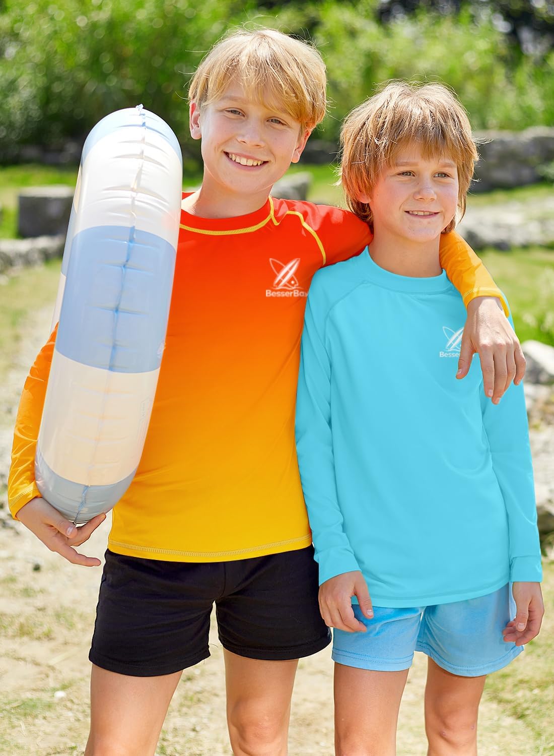 Detalle de BesserBay Kinder UV Shirt UPF 50+ Langarm Rashguard 110-150 – Sonnenschutz für aktive Kinder