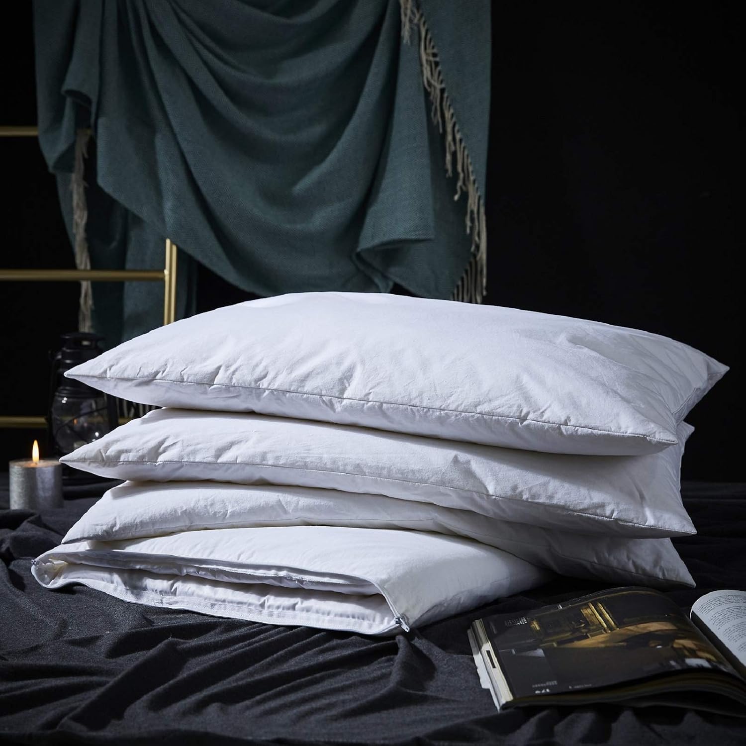 Detalle de Three Geese Adjustable Layer Goose Feather Pillow, King Size, 3 Inserts