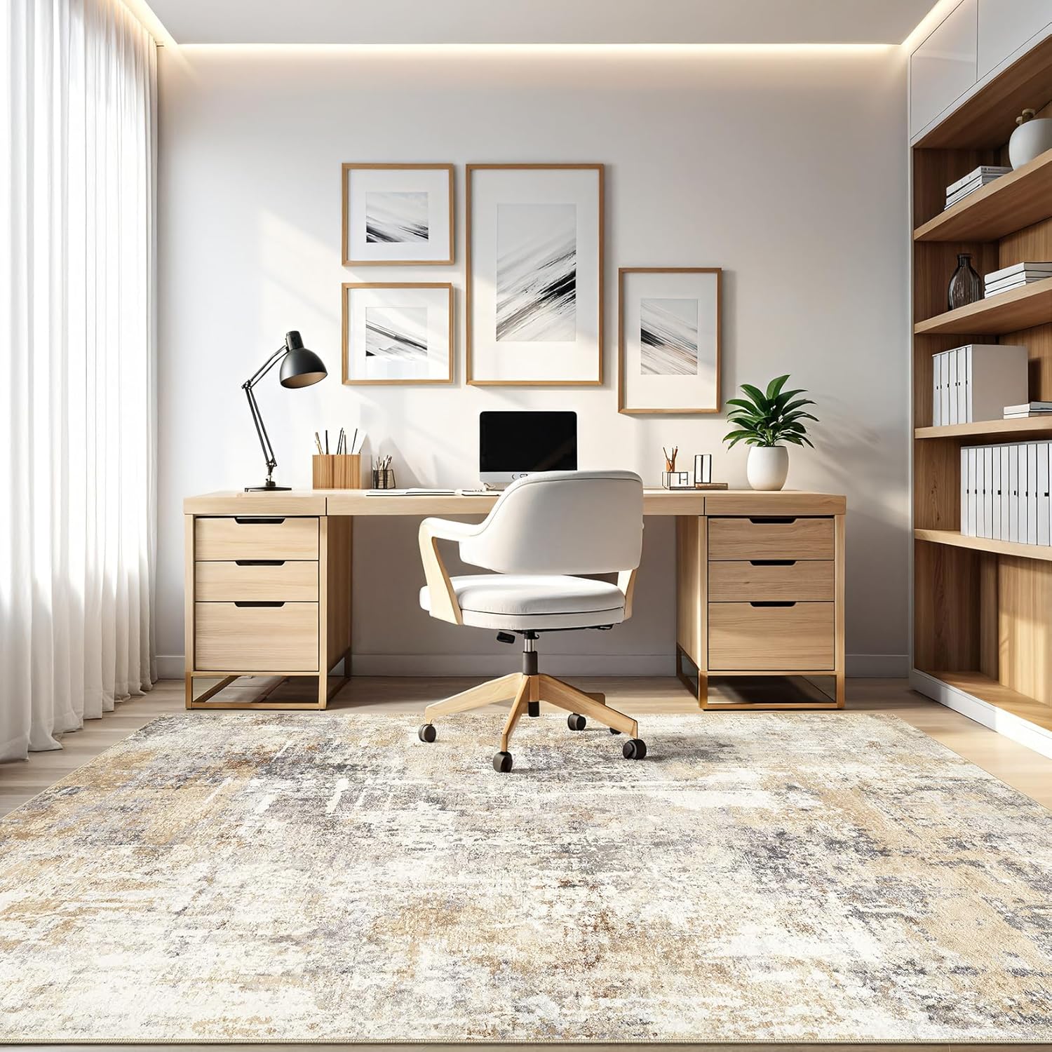Thumbnail 6 de 8x10 Washable Grey Gold Area Rug