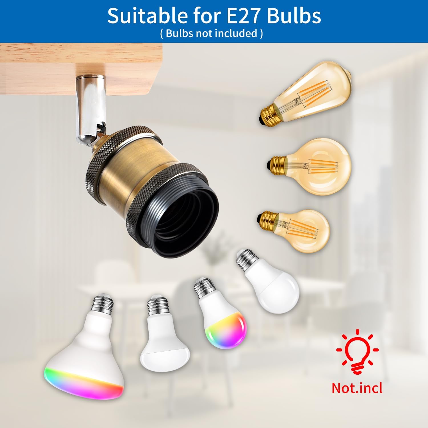 Detalle de ANWIO Retro 3-Way E27 Ceiling Light Fitting with Rotatable Spotlight Heads