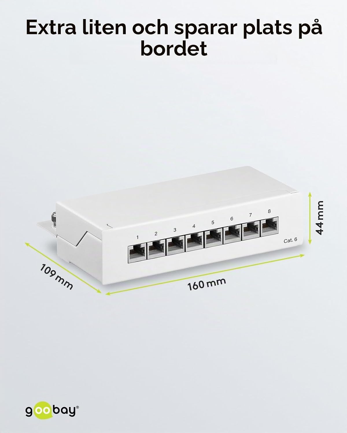 Detalle de Goobay 62069 CAT 6-patchpanel med 8 RJ45-portar, STP och 250 MHz