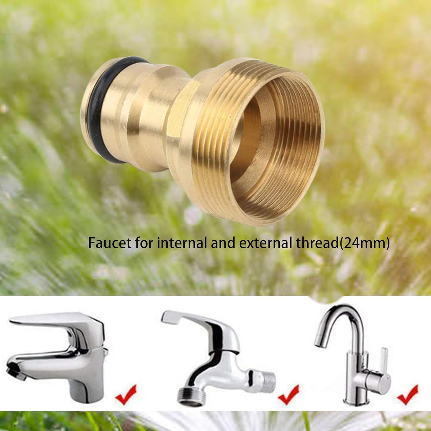 Detalle de 2 Pack Universal Kitchen Tap Connector – 22mm & 24mm Threaded Brass Adapters