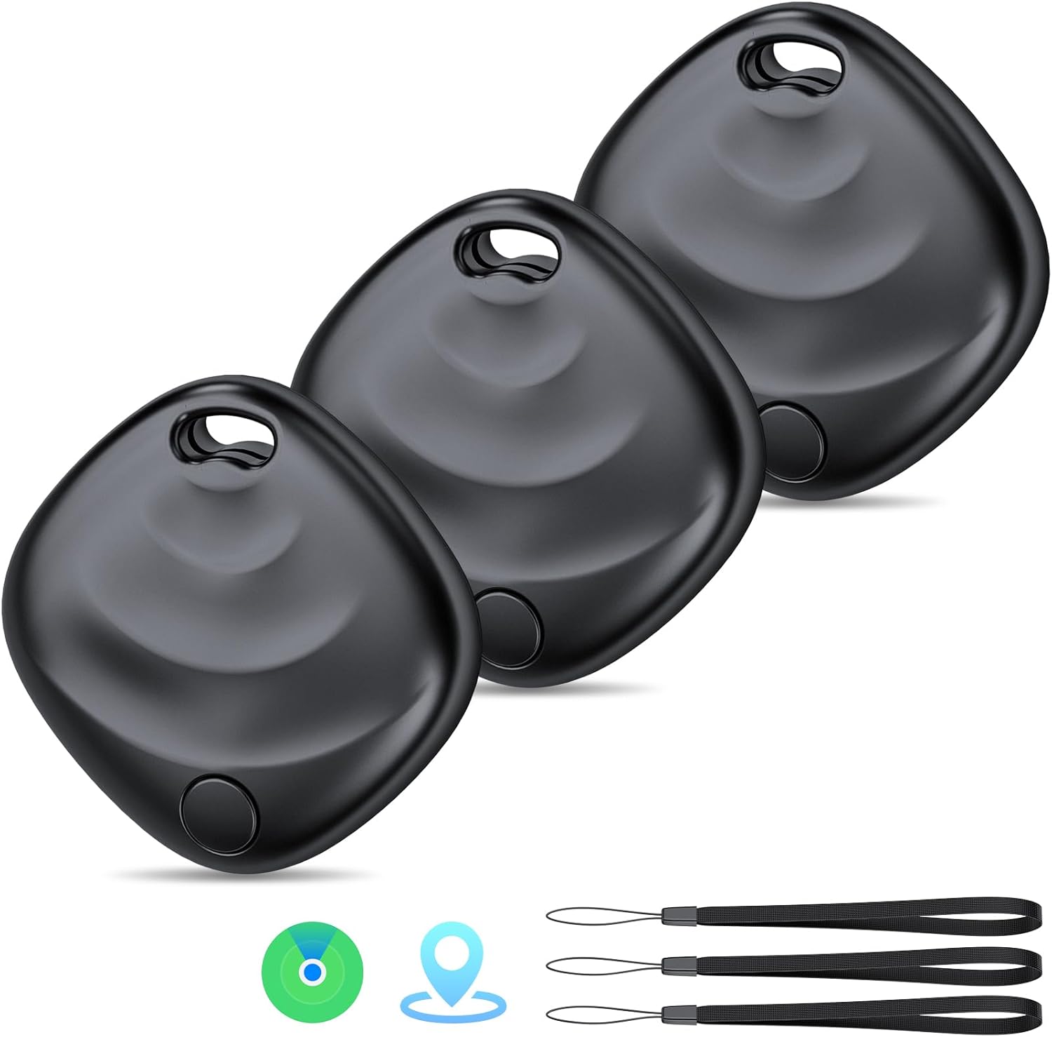 Detalle de 2026 New Apple MFi Certified Air Tracker Tags 3 Pack (Black) – Find My compatible