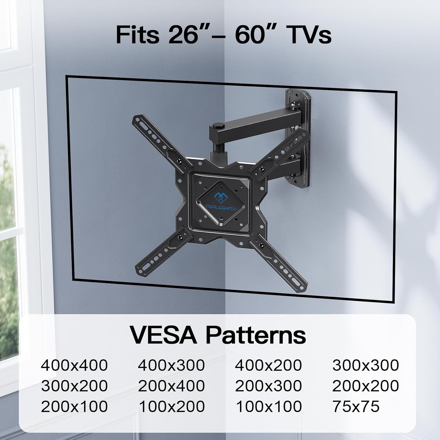 Thumbnail 5 de PERLESMITH TV Wall Bracket for 26–60 inch TVs with Swivel, Tilt and Extend – Up to 35kg (Max VESA 400x400mm)