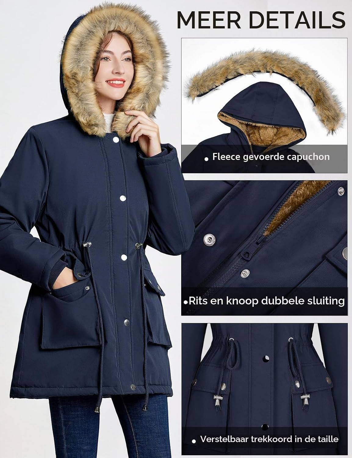 Detalle de Xnova NIC25032_MF dameswinterparka met fleecevoering en capuchon