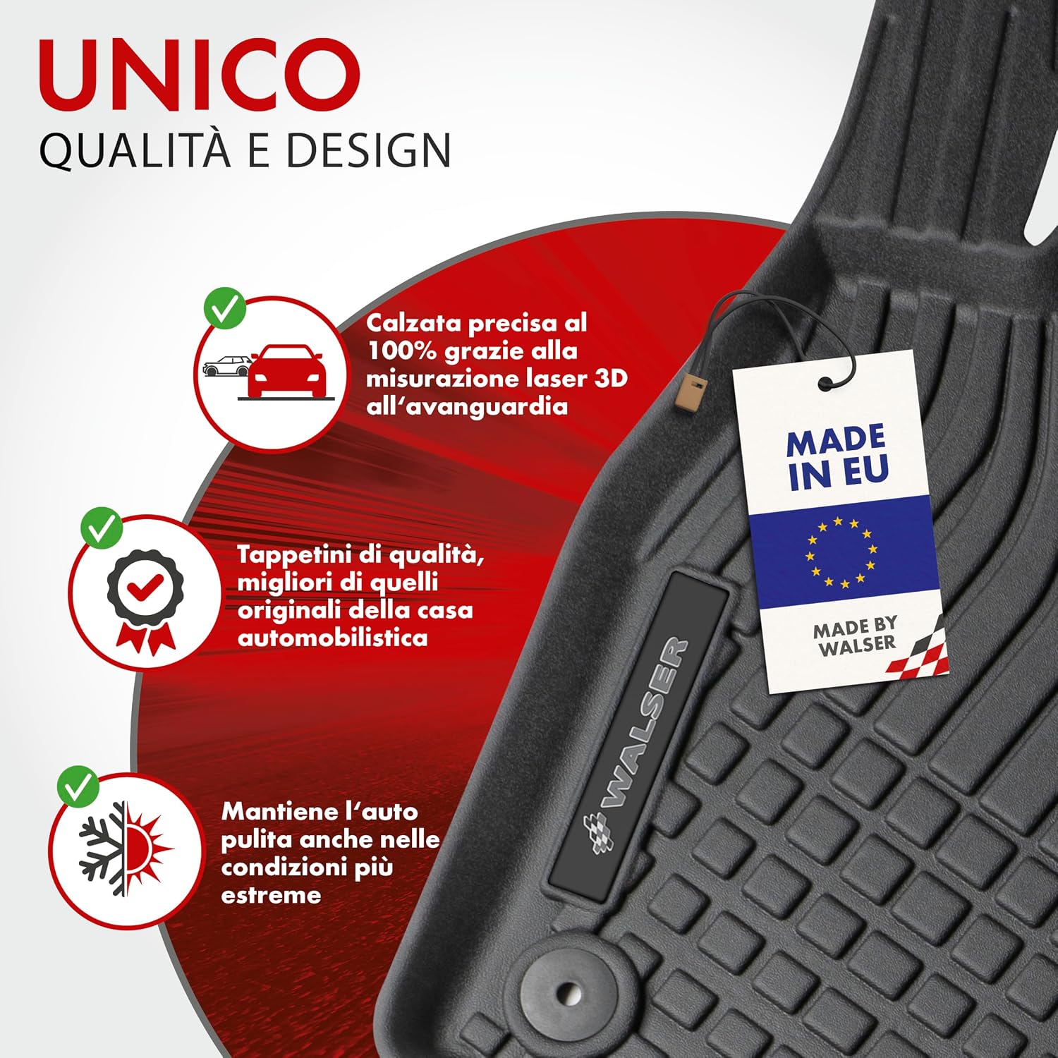 Thumbnail 1 de WALSER tappetini premium su misura per VW Golf VII/Seat Leon e T-Roc: protezione totale, stile e praticità