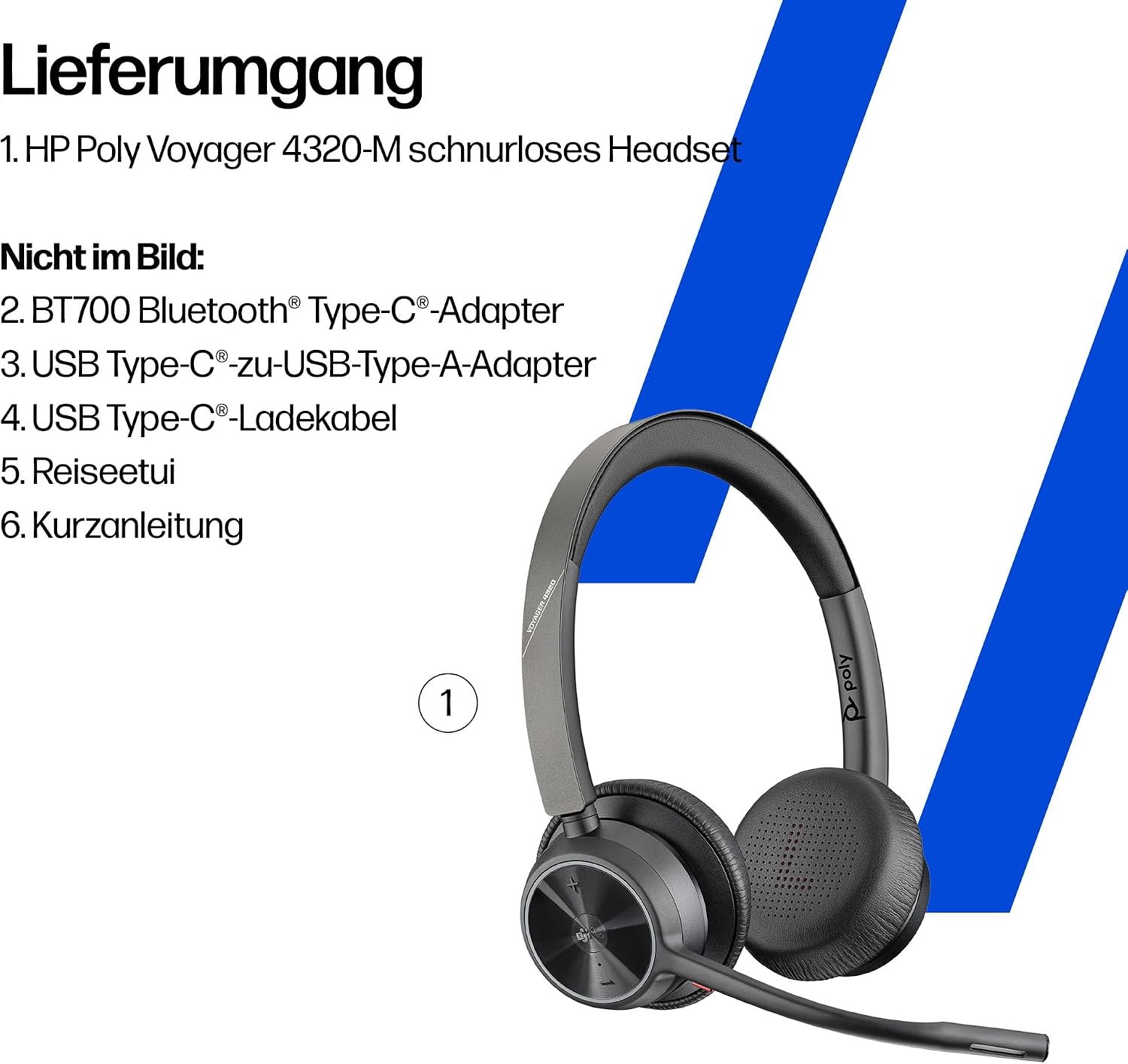 Thumbnail 6 de Poly Voyager 4320 UC – kabelloses Headset mit Noise Cancelling Mikrofonarm