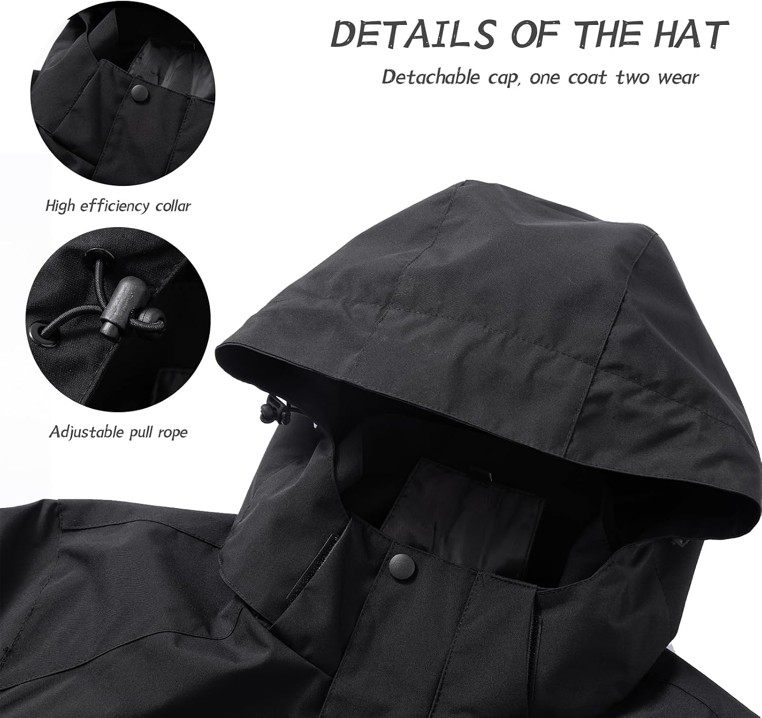 Detalle 2 de Jywmsc Veste Imperméable d'extérieur pour Homme — veste de randonnée légère et coupe-vent