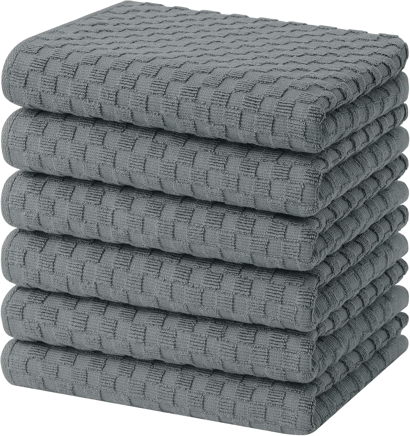 Detalle de Homaxy 100% Cotton Terry Kitchen Towels (15" x 25", 6 Pack) Dark Grey