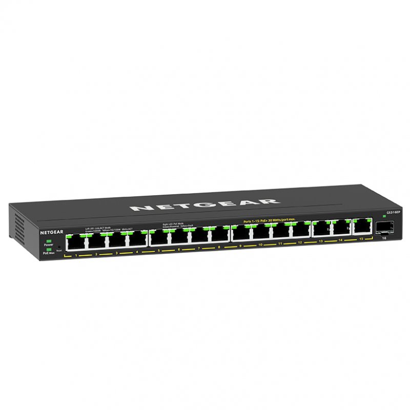 Detalle 2 de NETGEAR GS316EP-100PES Switch 15 Puertos Gigabit + 1 SFP